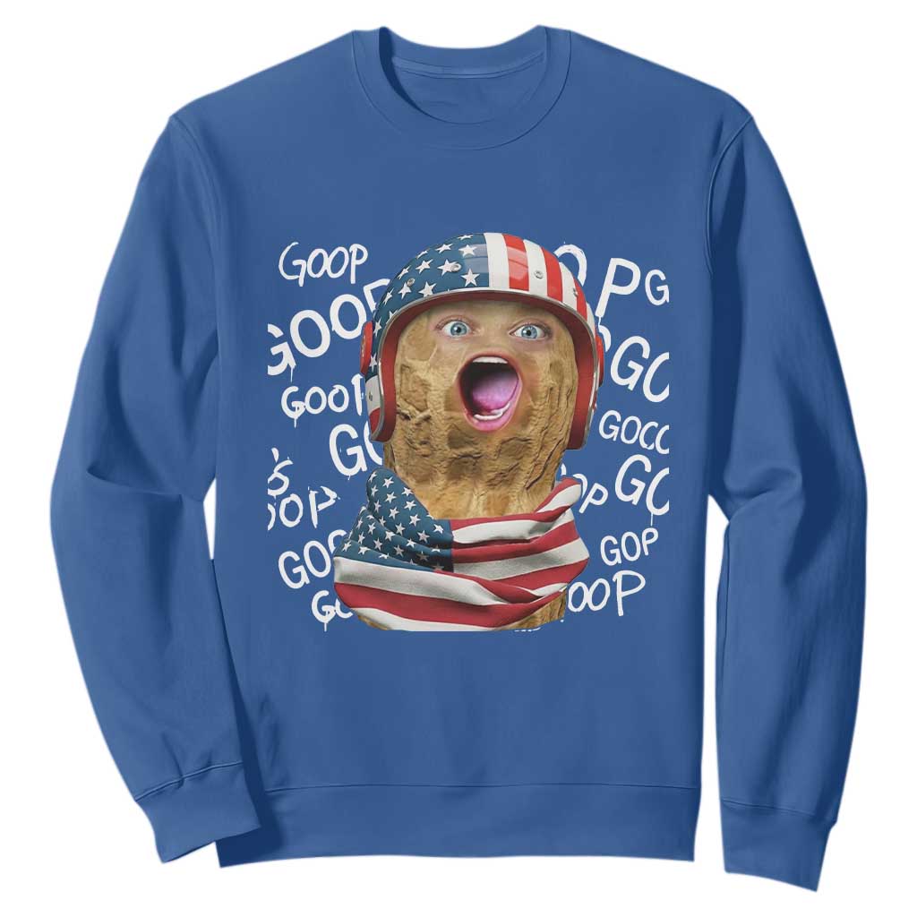 Burnt Peanut Goop Patriotic American Flag 4th of July Sweatshirt TS14 Royal Blue Print Your Wear