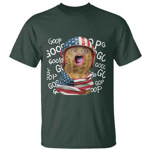 Burnt Peanut Goop Patriotic American Flag 4th of July T Shirt TS14 Dark Forest Green Print Your Wear