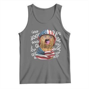 Burnt Peanut Goop Patriotic American Flag 4th of July Tank Top TS14 Black Heather Print Your Wear