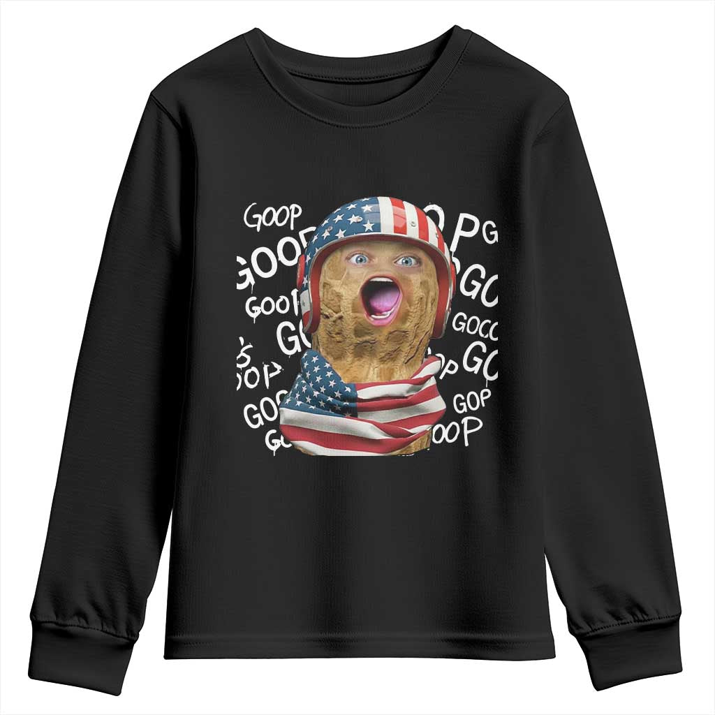 Burnt Peanut Goop Patriotic American Flag 4th of July Youth Sweatshirt TS14 Black Print Your Wear