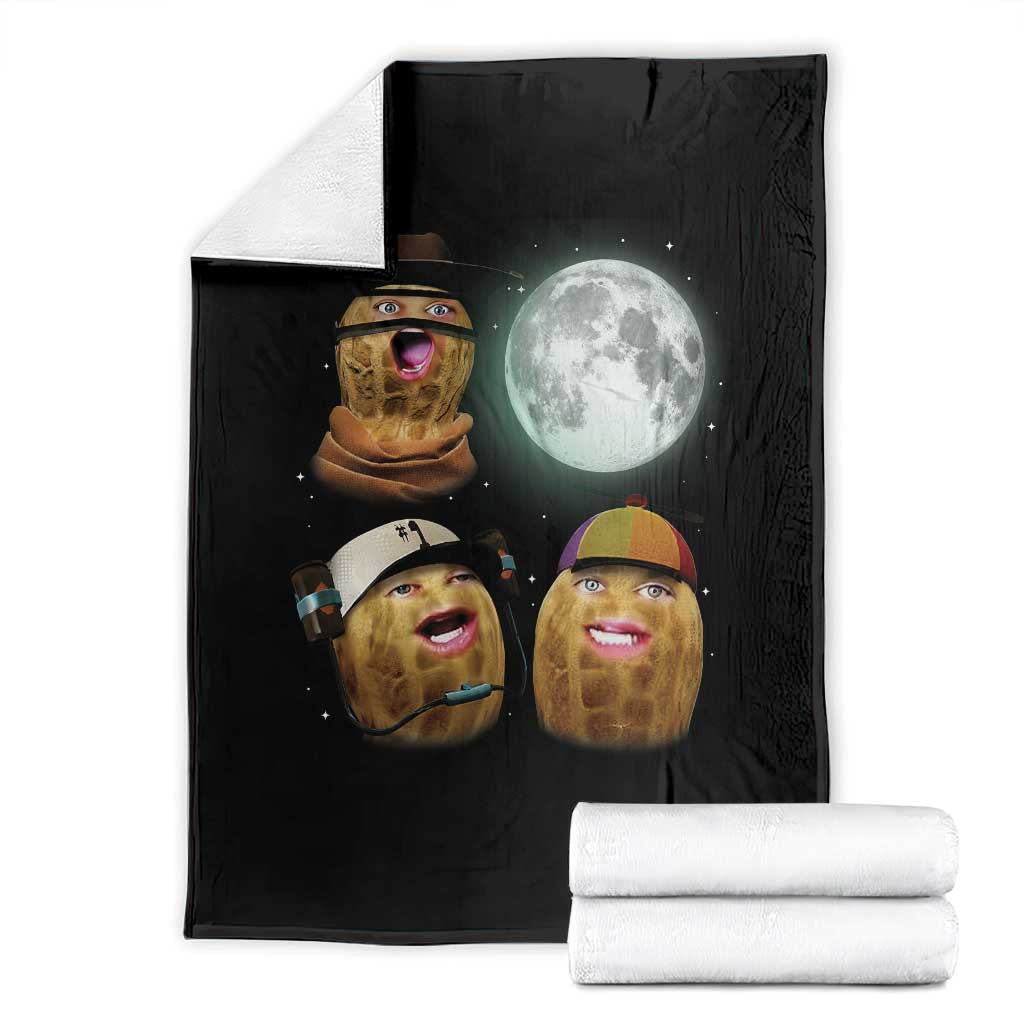 Funny Burnt Peanut Howling at the Moon Throw Blanket TS14 Black Print Your Wear