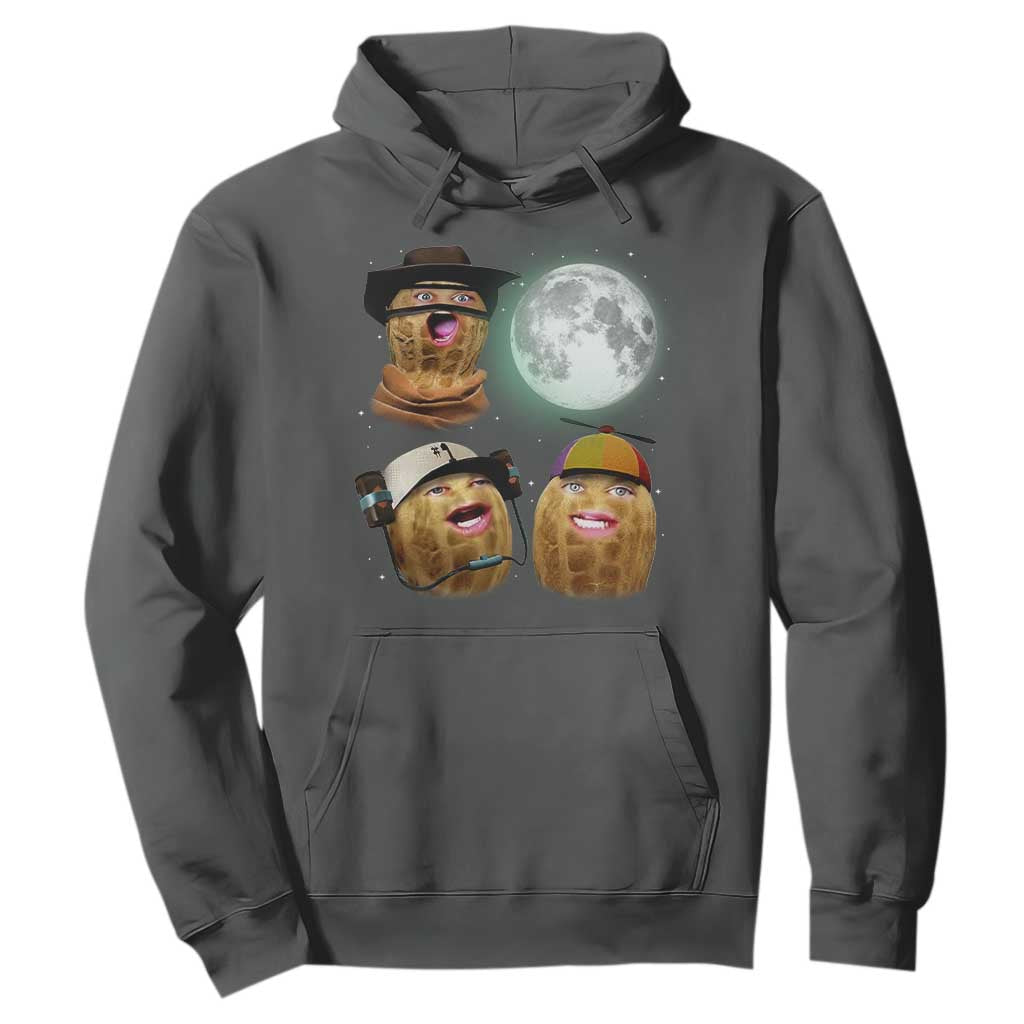 Funny Burnt Peanut Howling at the Moon Hoodie TS14 Dark Heather Print Your Wear