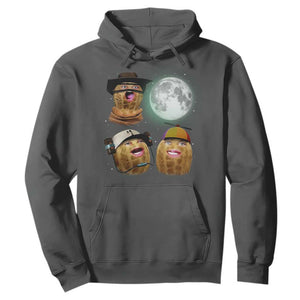 Funny Burnt Peanut Howling at the Moon Hoodie TS14 Dark Heather Print Your Wear