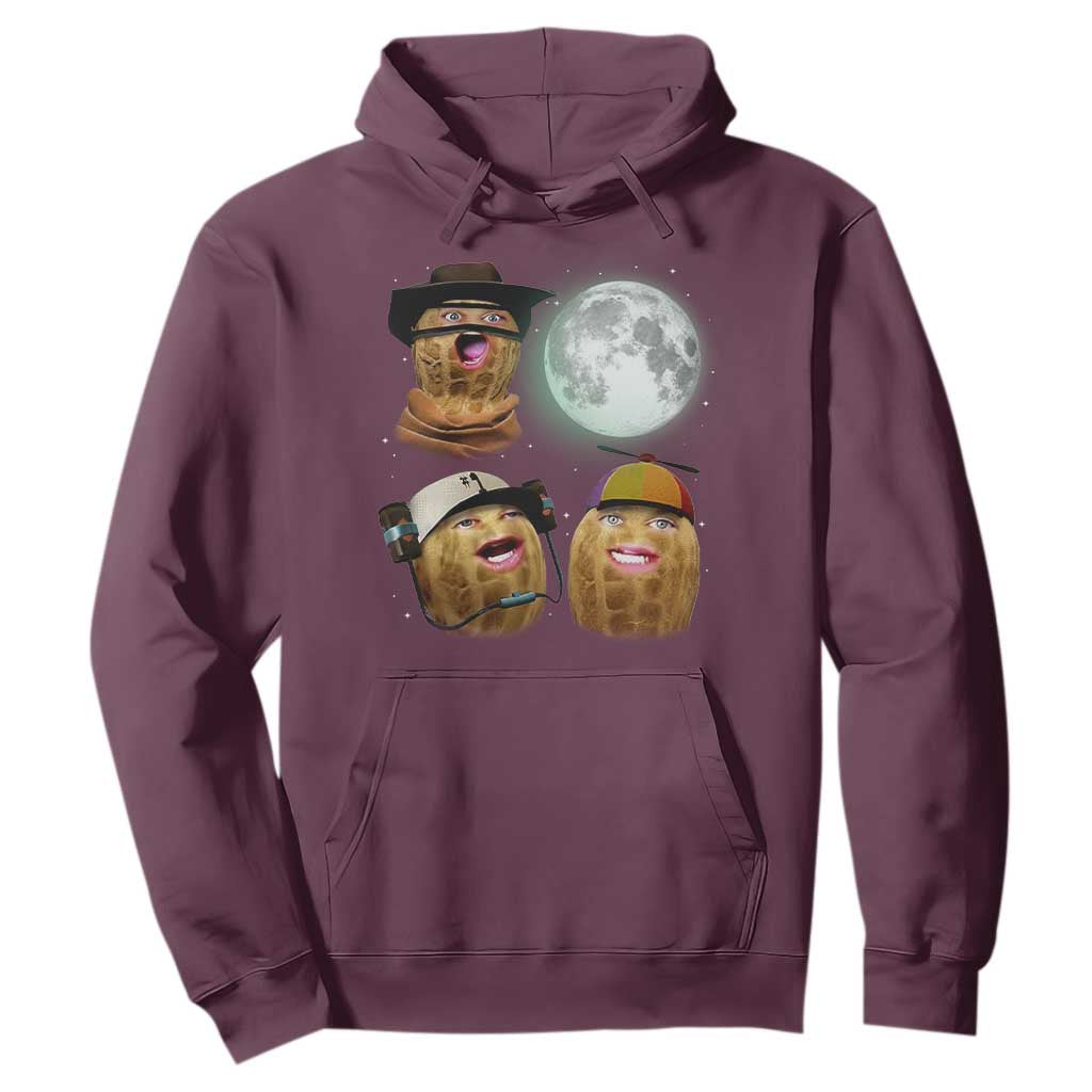 Funny Burnt Peanut Howling at the Moon Hoodie TS14 Maroon Print Your Wear