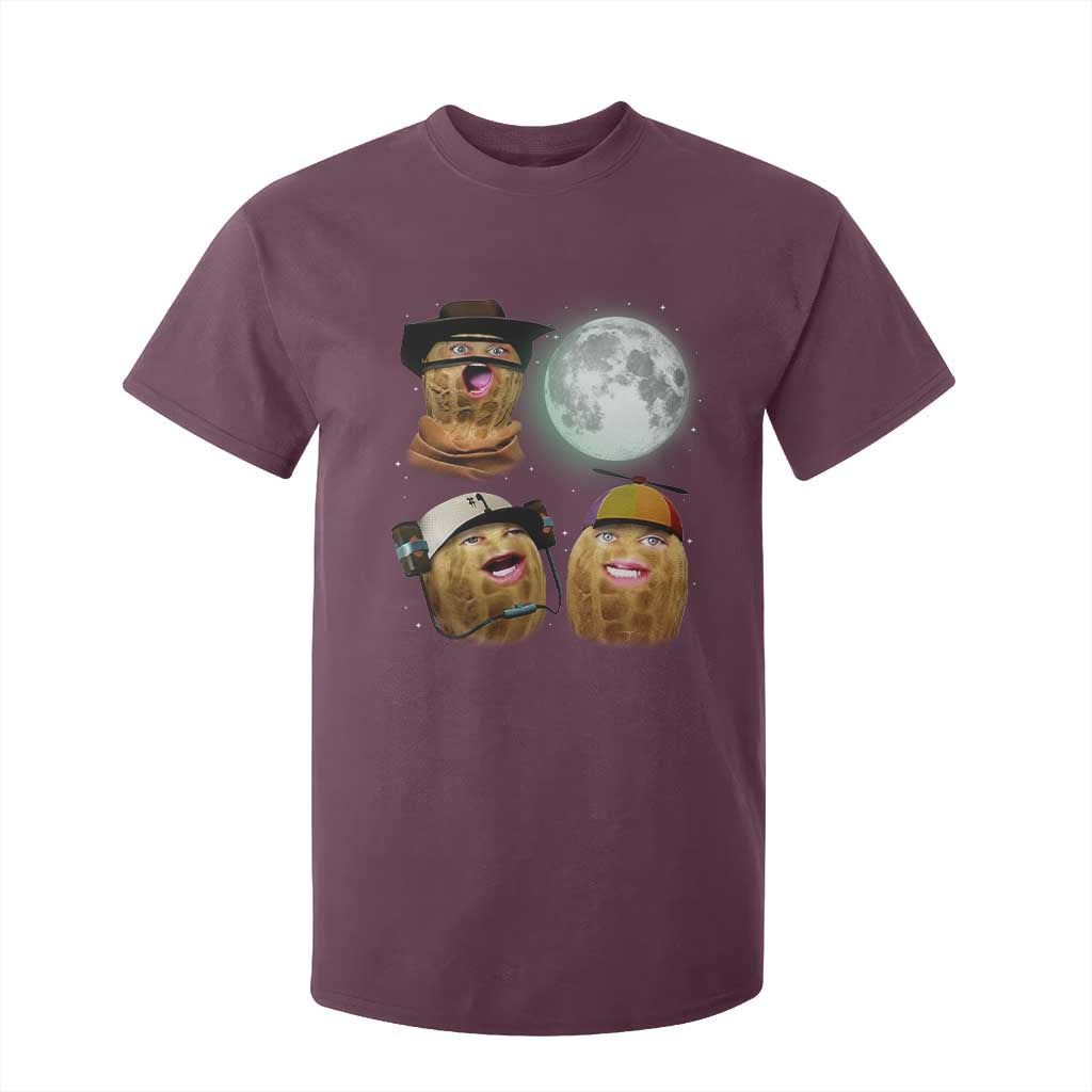 Funny Burnt Peanut Howling at the Moon T Shirt For Kid TS14 Maroon Print Your Wear