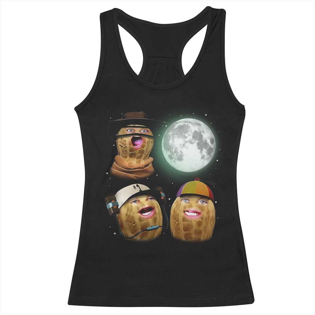 Funny Burnt Peanut Howling at the Moon Racerback Tank Top TS14 Black Print Your Wear