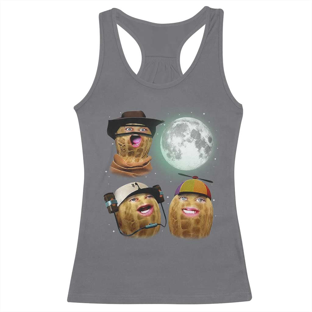 Funny Burnt Peanut Howling at the Moon Racerback Tank Top TS14 Charcoal Print Your Wear