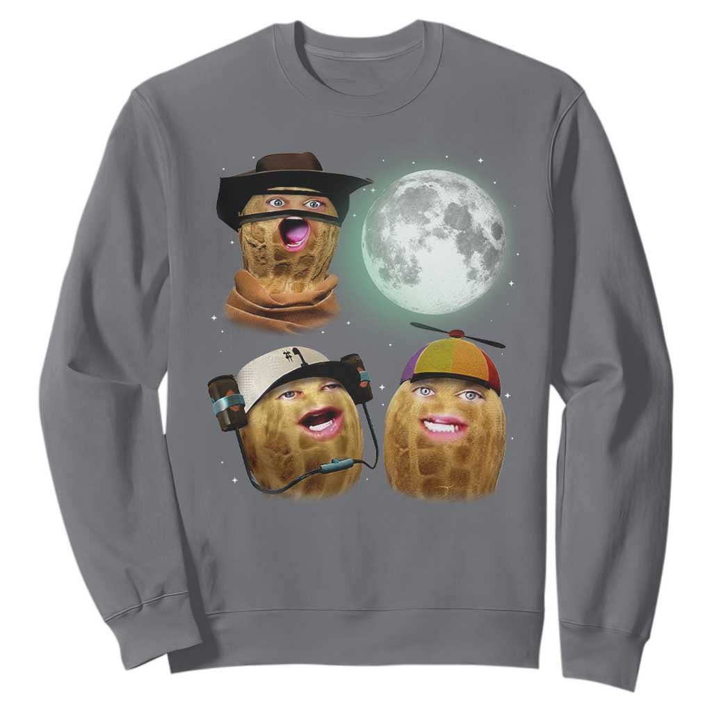 Funny Burnt Peanut Howling at the Moon Sweatshirt TS14 Charcoal Print Your Wear