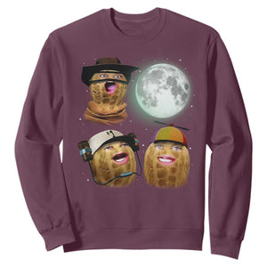 Funny Burnt Peanut Howling at the Moon Sweatshirt TS14 Maroon Print Your Wear