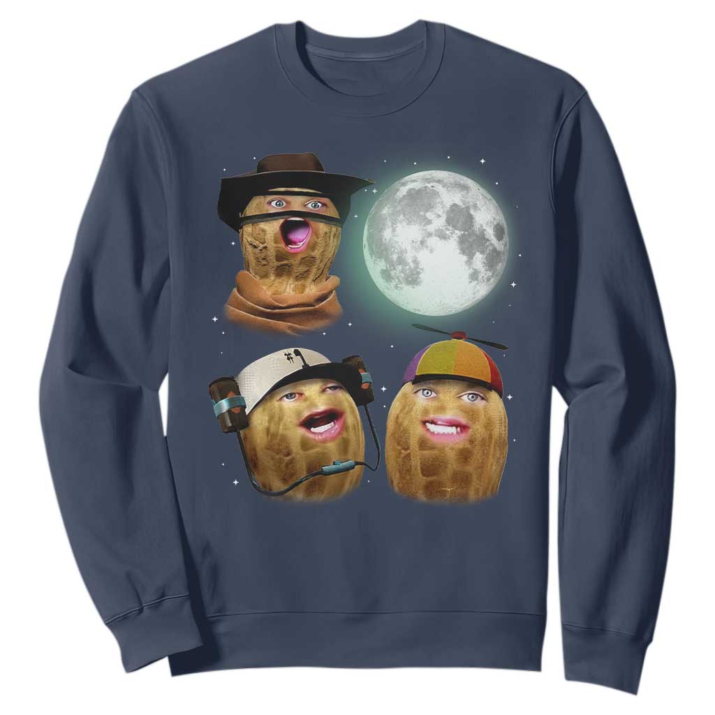Funny Burnt Peanut Howling at the Moon Sweatshirt TS14 Navy Print Your Wear