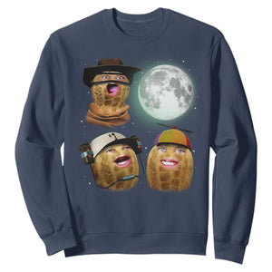 Funny Burnt Peanut Howling at the Moon Sweatshirt TS14 Navy Print Your Wear