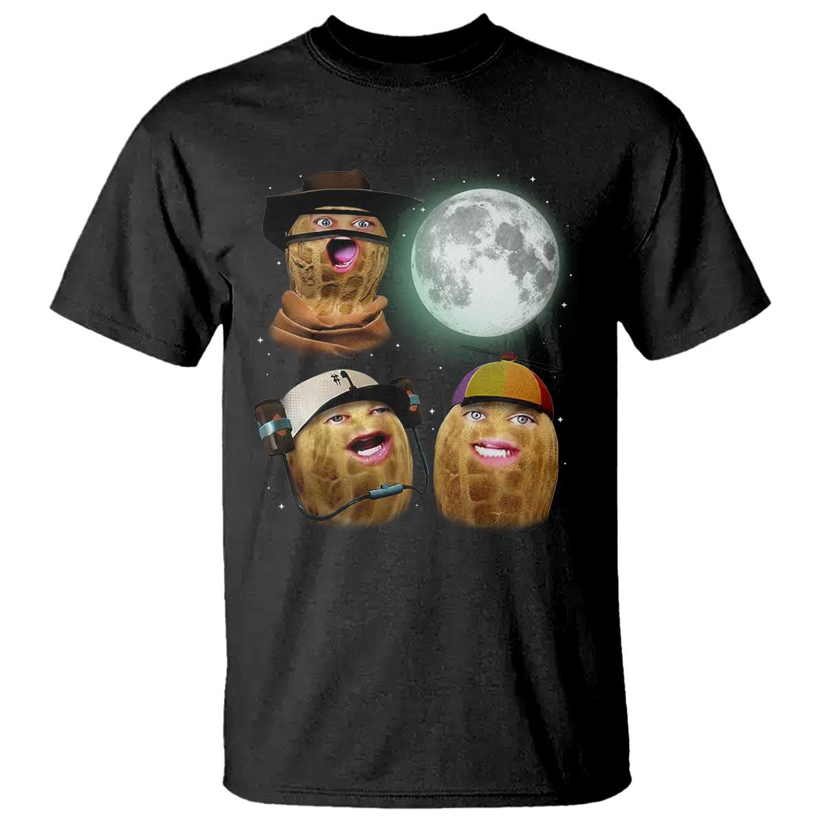 Funny Burnt Peanut Howling at the Moon T Shirt TS14 Black Print Your Wear