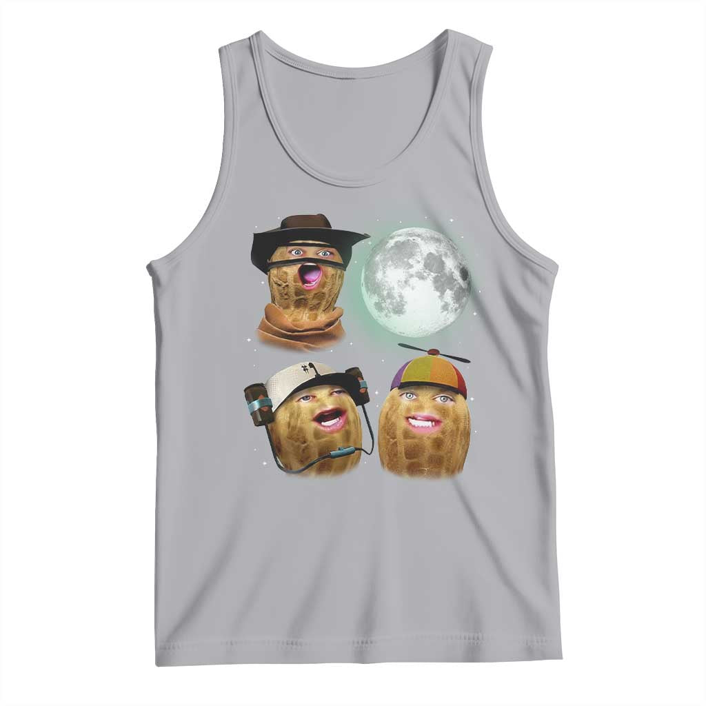 Funny Burnt Peanut Howling at the Moon Tank Top TS14 Athletic Heather Print Your Wear