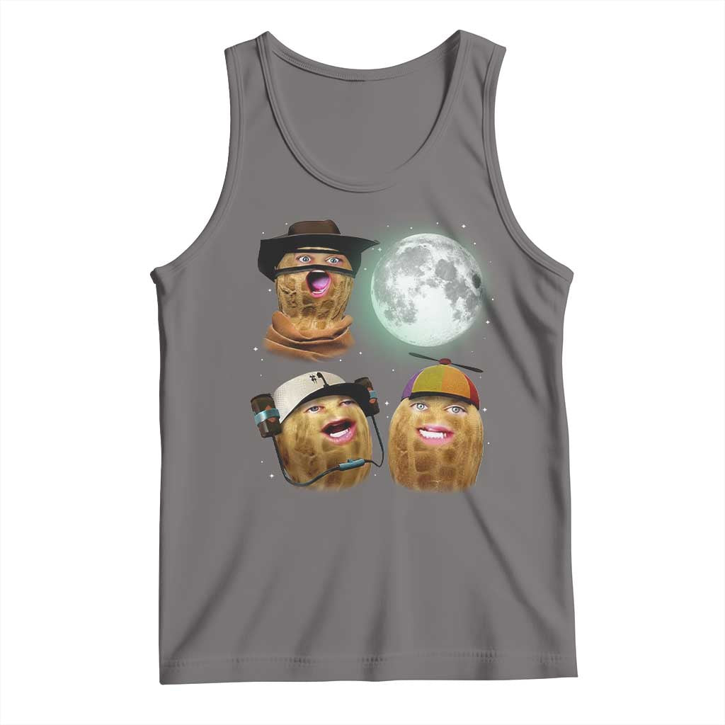 Funny Burnt Peanut Howling at the Moon Tank Top TS14 Deep Heather Print Your Wear