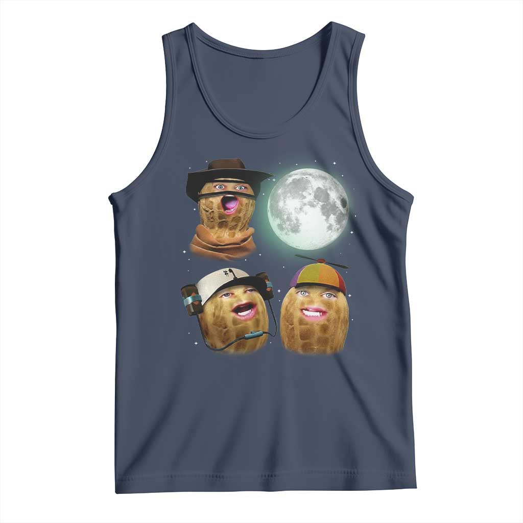 Funny Burnt Peanut Howling at the Moon Tank Top TS14 Navy Print Your Wear