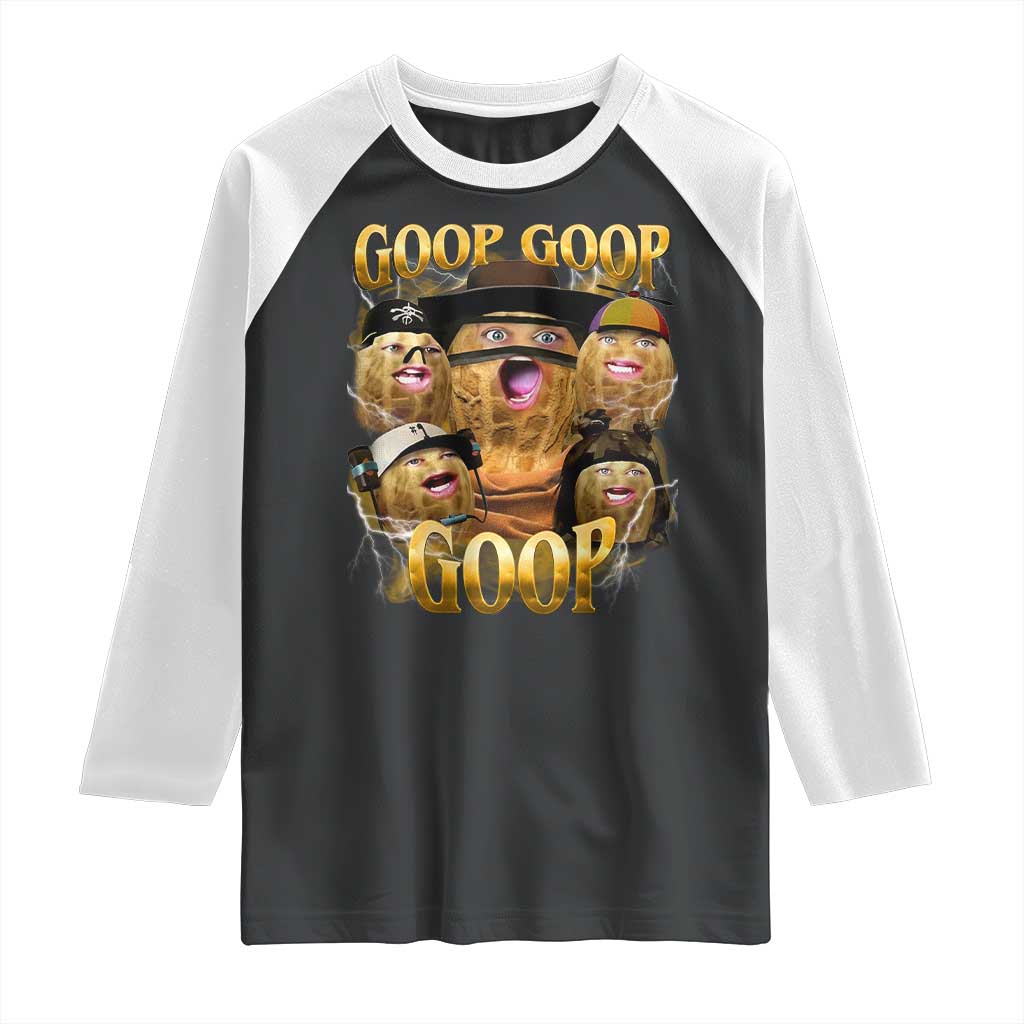 Funny Burnt Peanut Goop Raglan Shirt Bungulato 90s Bootleg TS14 Black White Print Your Wear