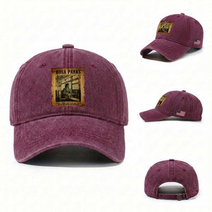 Rosa Parks Quote Washed Cotton Baseball Cap Black Movement Protest TS14 Washed Cap Universal Fit Burgundy Print Your Wear