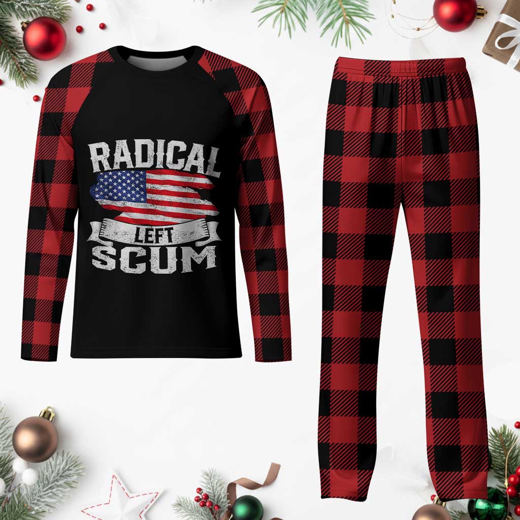 Radical Left Scum Plaid Pajama Set Funny Political Quote American Flag TS14 Buffalo Plaid Print Your Wear