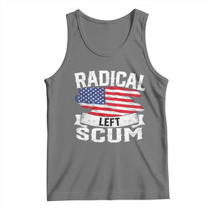 Radical Left Scum Tank Top Funny Political Quote American Flag TS14 Black Heather Print Your Wear