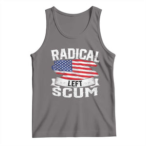 Radical Left Scum Tank Top Funny Political Quote American Flag TS14 Deep Heather Print Your Wear
