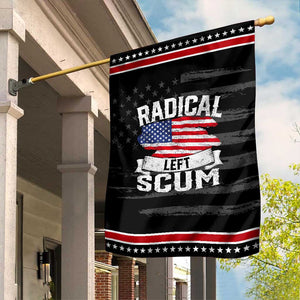 Radical Left Scum Garden Flag Funny Political Quote American Flag TS14 Distressed Black Red Print Your Wear