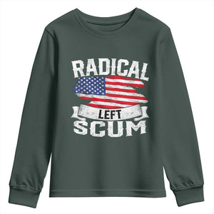 Radical Left Scum Youth Sweatshirt Funny Political Quote American Flag TS14 Dark Forest Green Print Your Wear