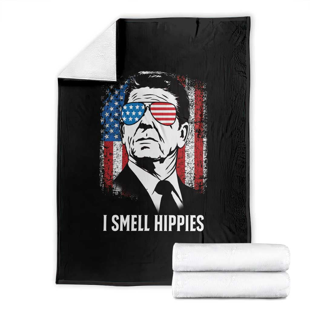Ronald Reagan 4th of July America Flag Throw Blanket I Smell Hippies TS14 Black Print Your Wear
