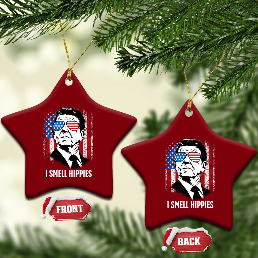 Ronald Reagan 4th of July America Flag Ceramic Ornament I Smell Hippies TS14 Print Your Wear