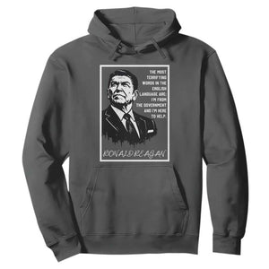 Ronald Reagan Quote Hoodie American Flag US President TS14 Dark Heather Print Your Wear