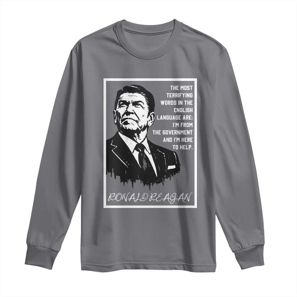 Ronald Reagan Quote Long Sleeve Shirt American Flag US President TS14 Charcoal Print Your Wear