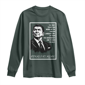 Ronald Reagan Quote Long Sleeve Shirt American Flag US President TS14 Dark Forest Green Print Your Wear