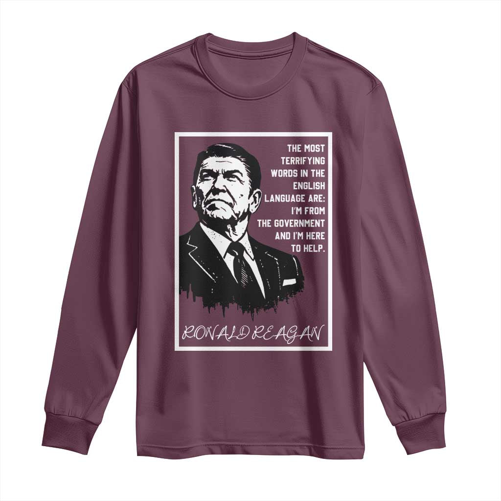 Ronald Reagan Quote Long Sleeve Shirt American Flag US President TS14 Maroon Print Your Wear