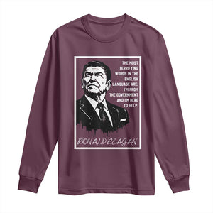 Ronald Reagan Quote Long Sleeve Shirt American Flag US President TS14 Maroon Print Your Wear