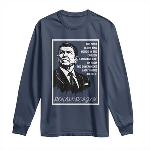 Ronald Reagan Quote Long Sleeve Shirt American Flag US President TS14 Navy Print Your Wear