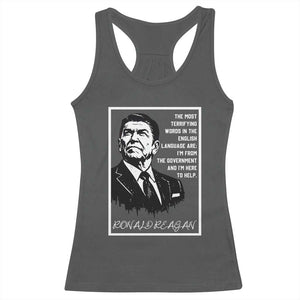 Ronald Reagan Quote Racerback Tank Top American Flag US President TS14 Dark Heather Print Your Wear