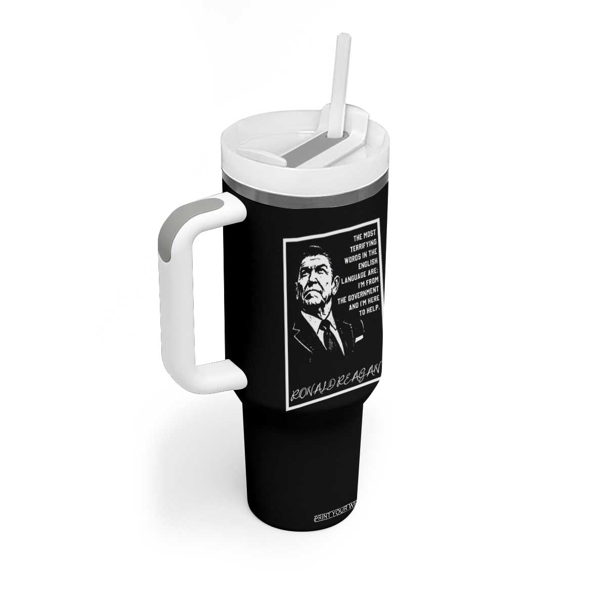 Ronald Reagan Quote Tumbler With Handle American Flag US President TS14 Print Your Wear