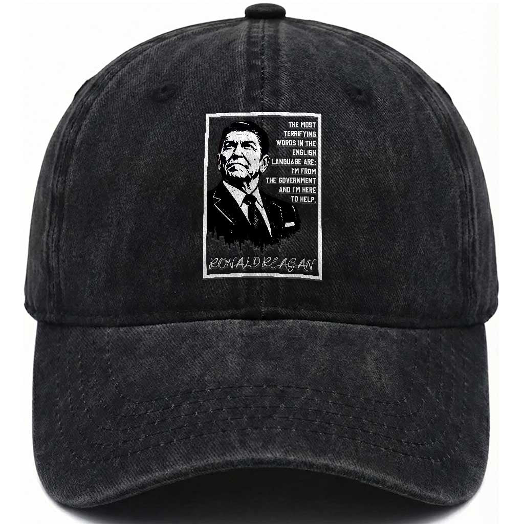 Ronald Reagan Quote Washed Cotton Baseball Cap American Flag US President TS14 Washed Cap Universal Fit Black Print Your Wear