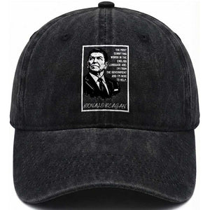 Ronald Reagan Quote Washed Cotton Baseball Cap American Flag US President TS14 Washed Cap Universal Fit Black Print Your Wear