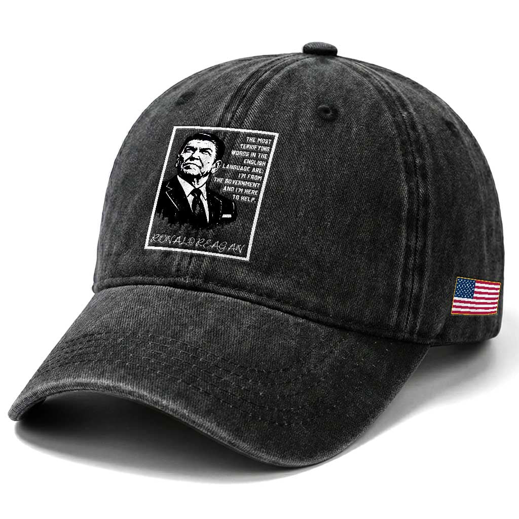 Ronald Reagan Quote Washed Cotton Baseball Cap American Flag US President TS14 Print Your Wear