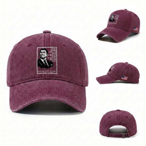 Ronald Reagan Quote Washed Cotton Baseball Cap American Flag US President TS14 Washed Cap Universal Fit Burgundy Print Your Wear