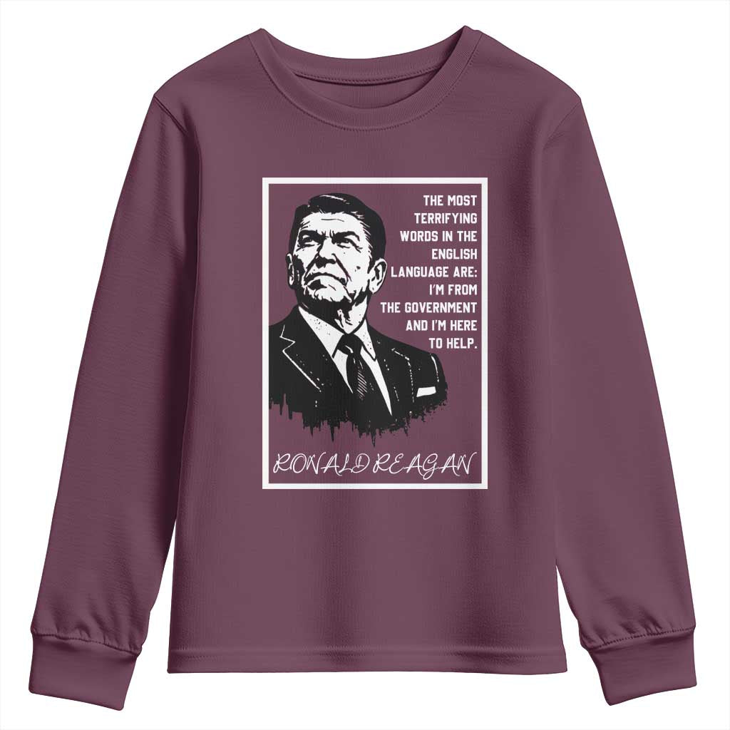 Ronald Reagan Quote Youth Sweatshirt American Flag US President TS14 Maroon Print Your Wear