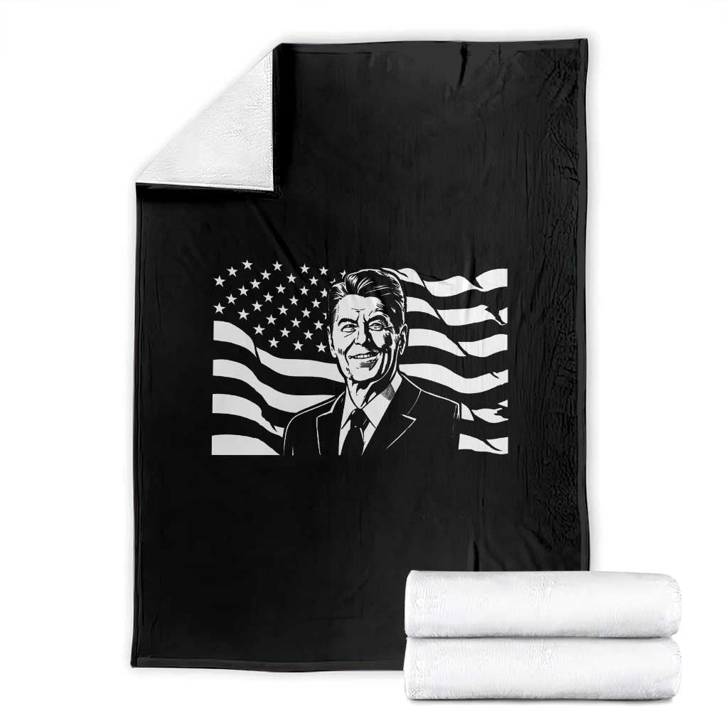 Ronald Reagan America Flag US President Throw Blanket TS14 Black Print Your Wear