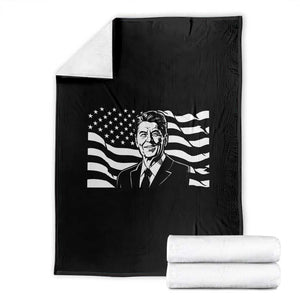 Ronald Reagan America Flag US President Throw Blanket TS14 Black Print Your Wear