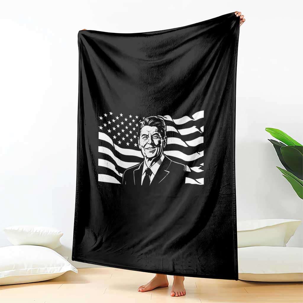Ronald Reagan America Flag US President Throw Blanket TS14 Print Your Wear