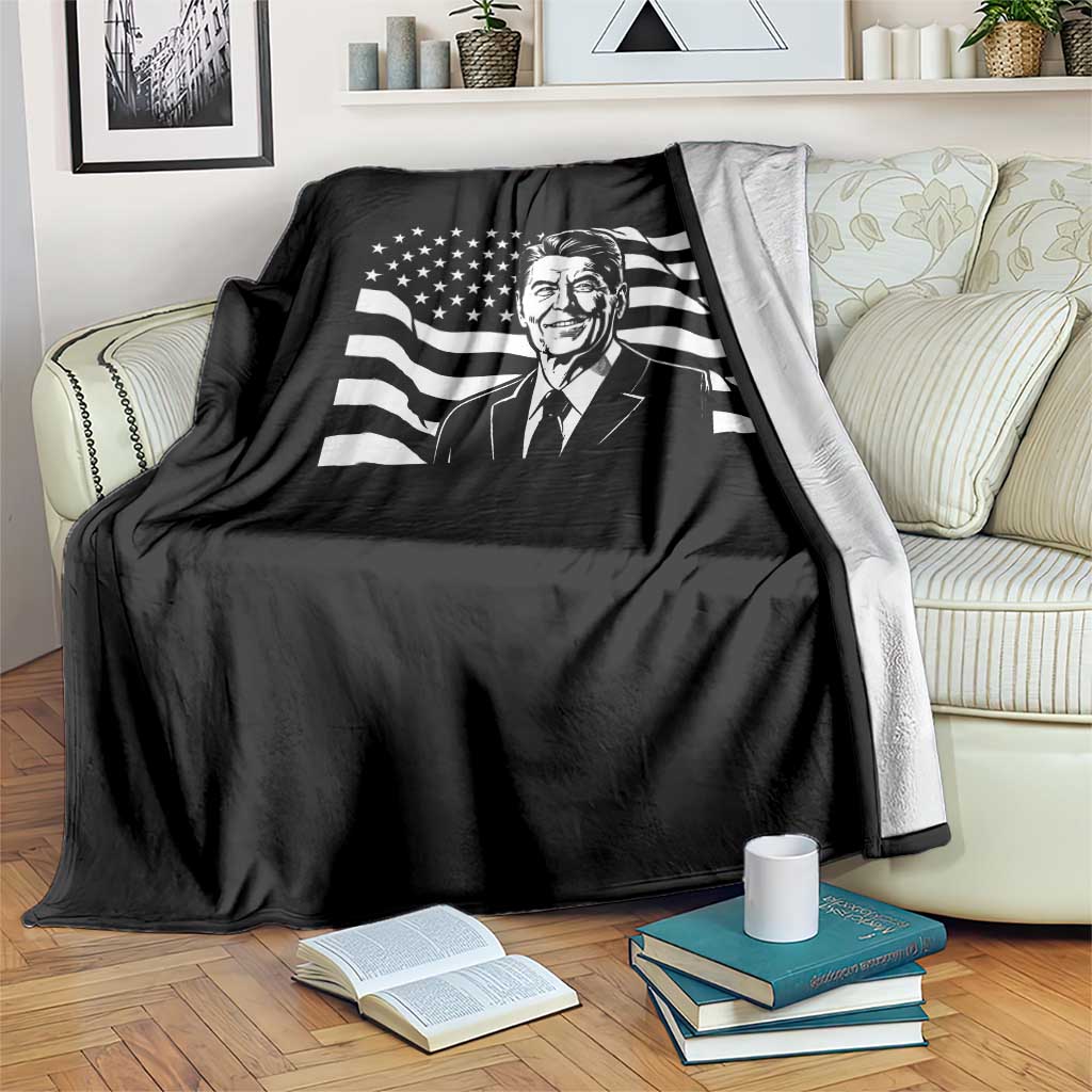 Ronald Reagan America Flag US President Throw Blanket TS14 Print Your Wear