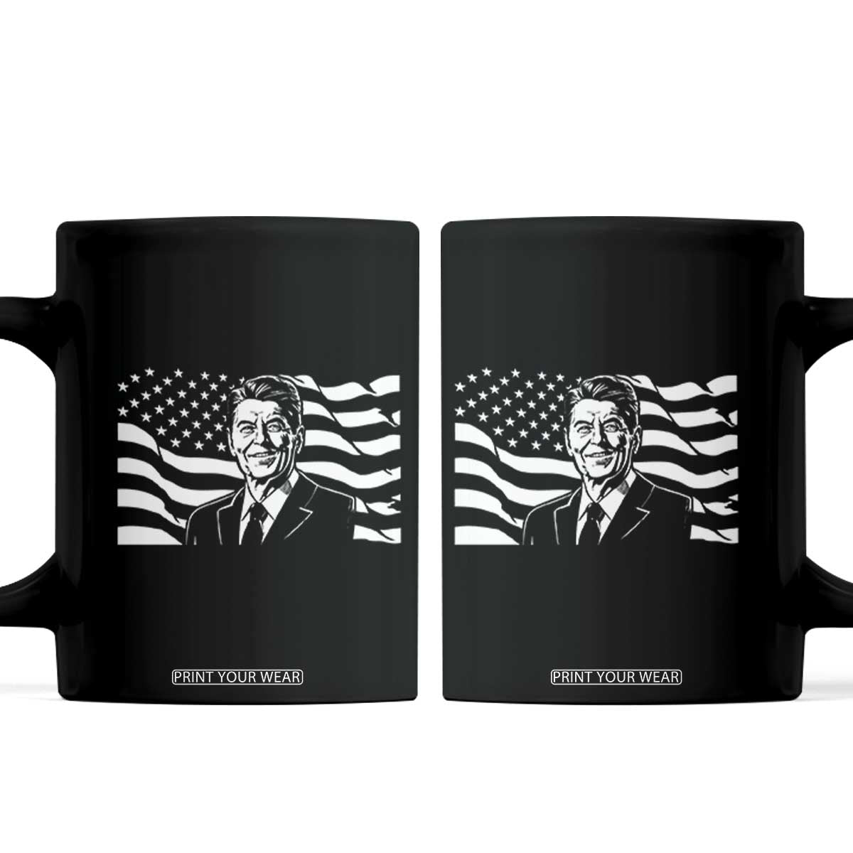 Ronald Reagan America Flag US President Coffee Mug TS14 Black Print Your Wear