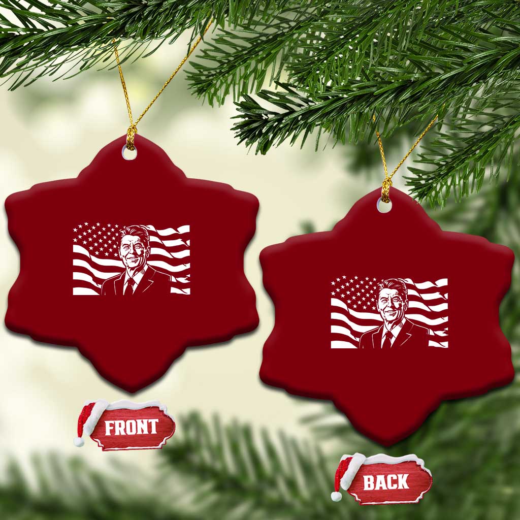 Ronald Reagan America Flag US President Ceramic Ornament TS14 Print Your Wear