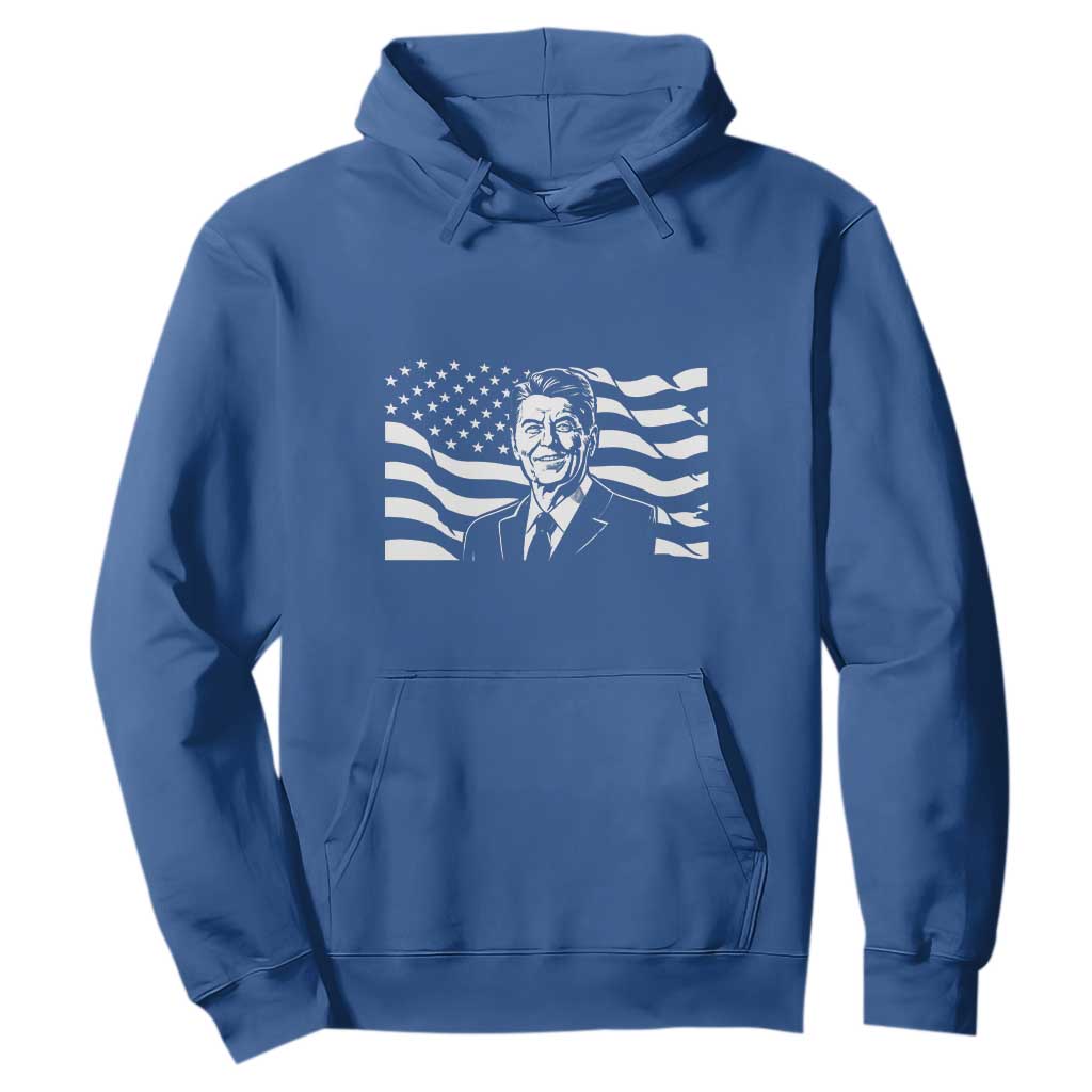 Ronald Reagan America Flag US President Hoodie TS14 Royal Blue Print Your Wear