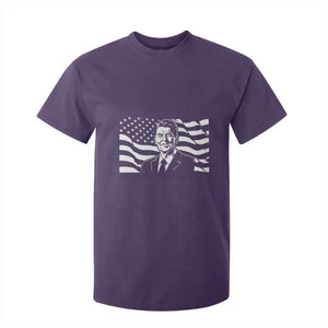 Ronald Reagan America Flag US President T Shirt For Kid TS14 Purple Print Your Wear