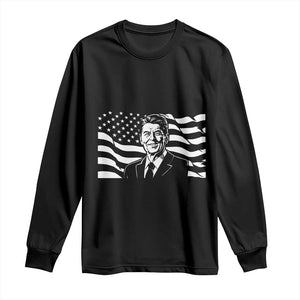 Ronald Reagan America Flag US President Long Sleeve Shirt TS14 Black Print Your Wear